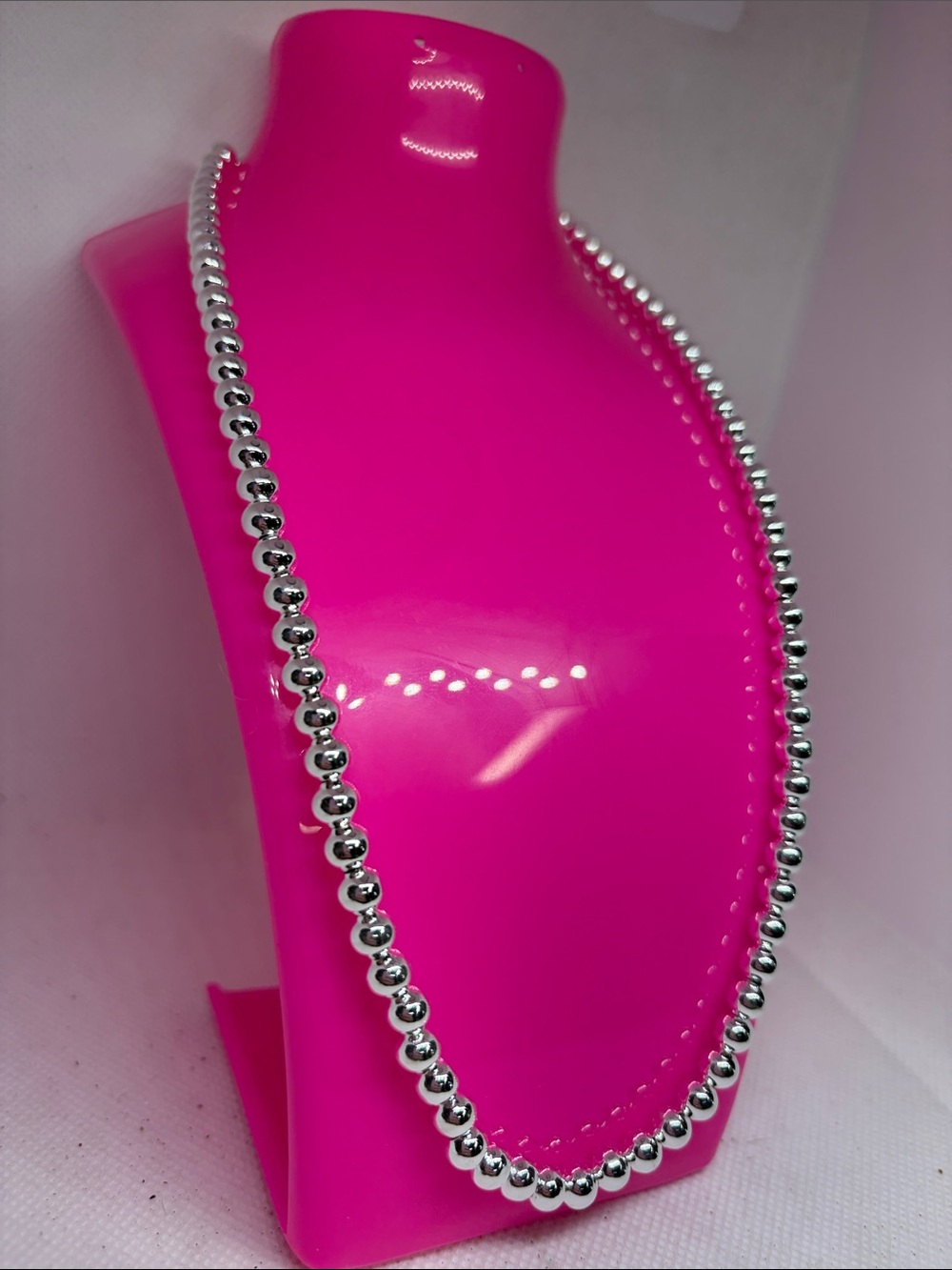 925 Sterling Silver Hollow Bead Necklace & Bracelet Set 20” Y2K Maximalist - Picture 4 of 9
